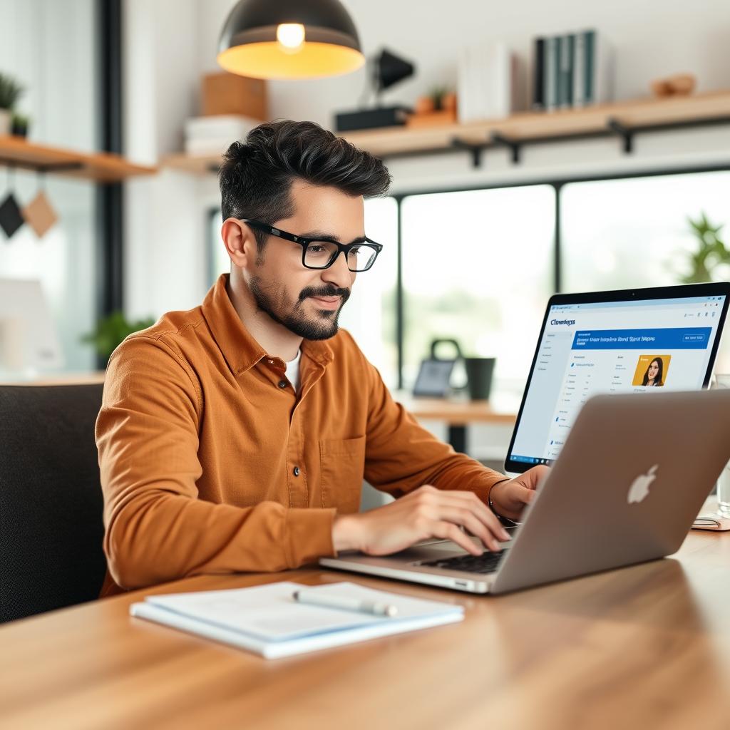 Small Business Owner Managing Website