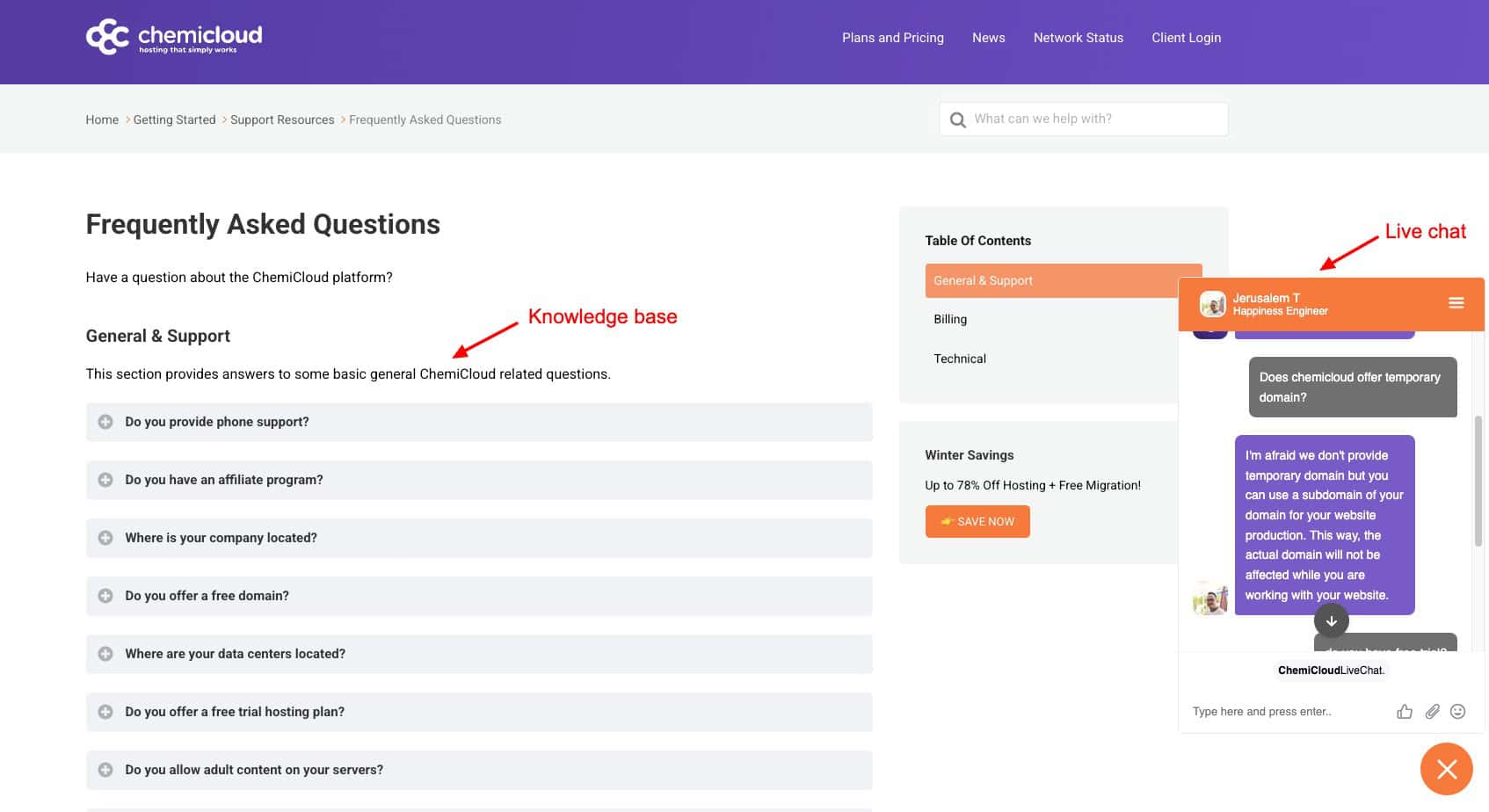 ChemiCloud customer support options