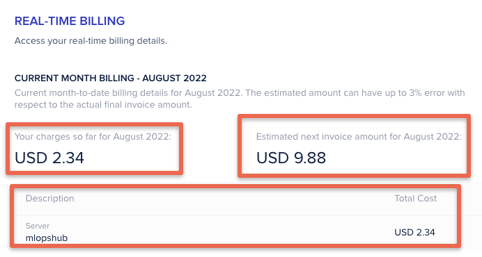 Cloudways real-time billing dashboard