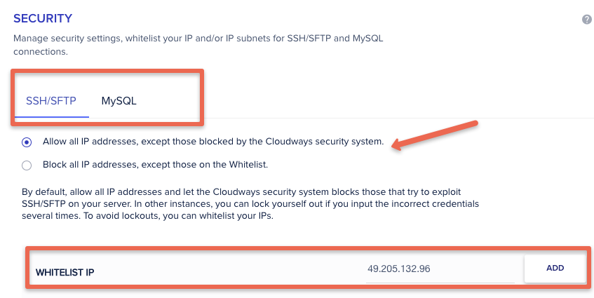 Cloudways firewall security rules